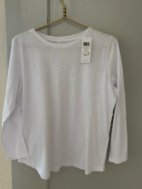 Eileen Fisher White Long Sleeve Scoop Neck Tee